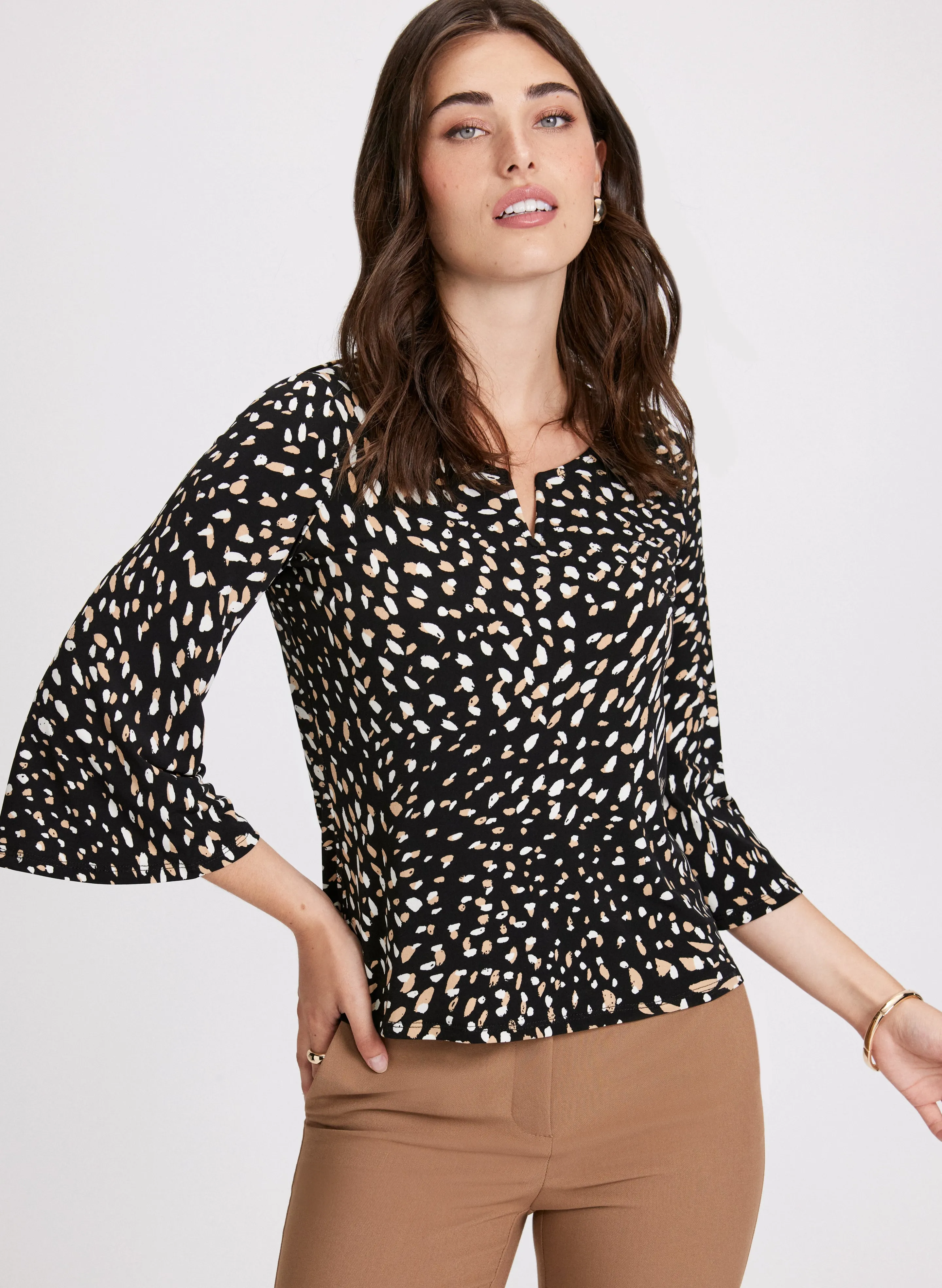 Abstract Bell Sleeve Top