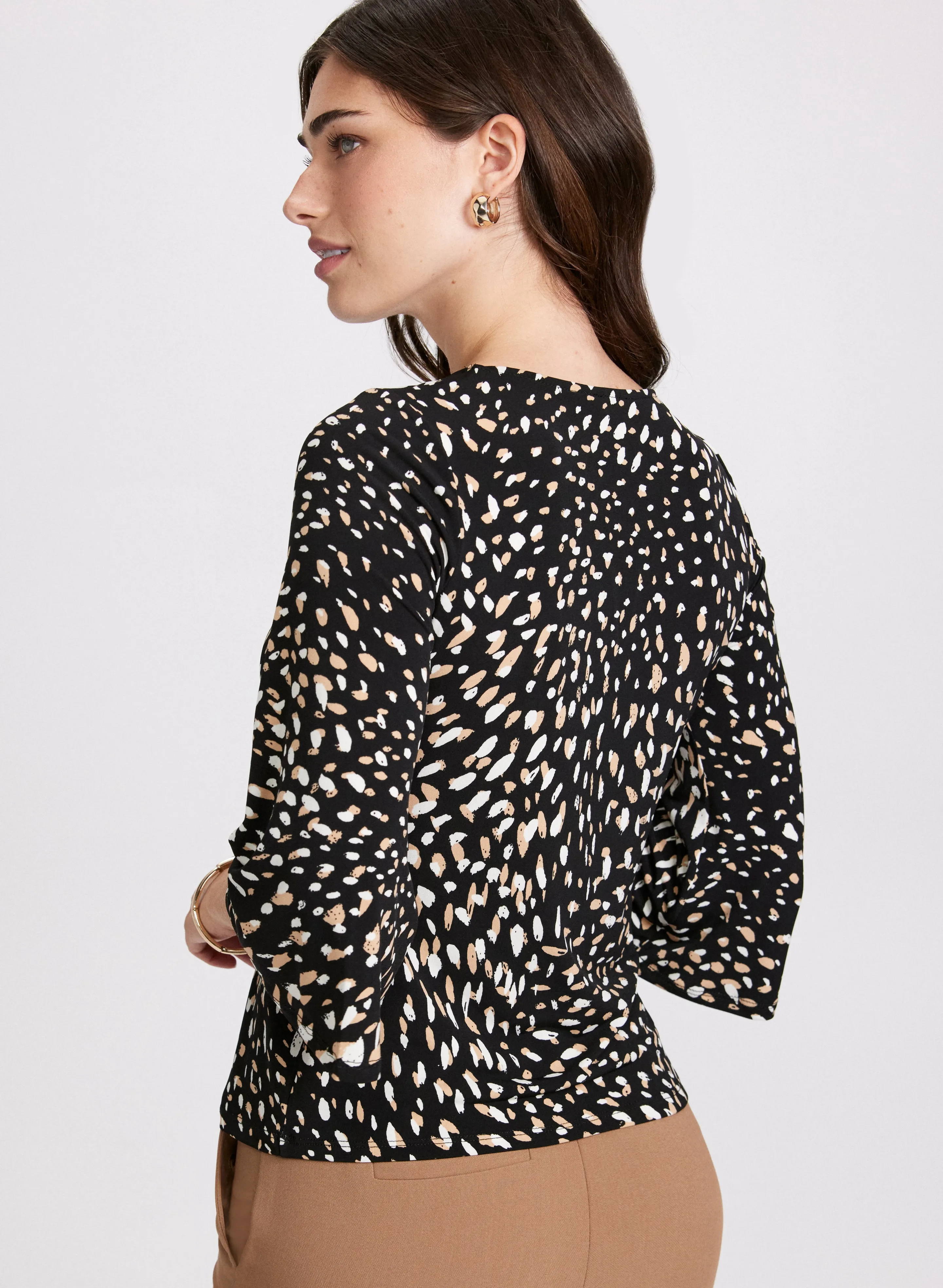 Abstract Bell Sleeve Top