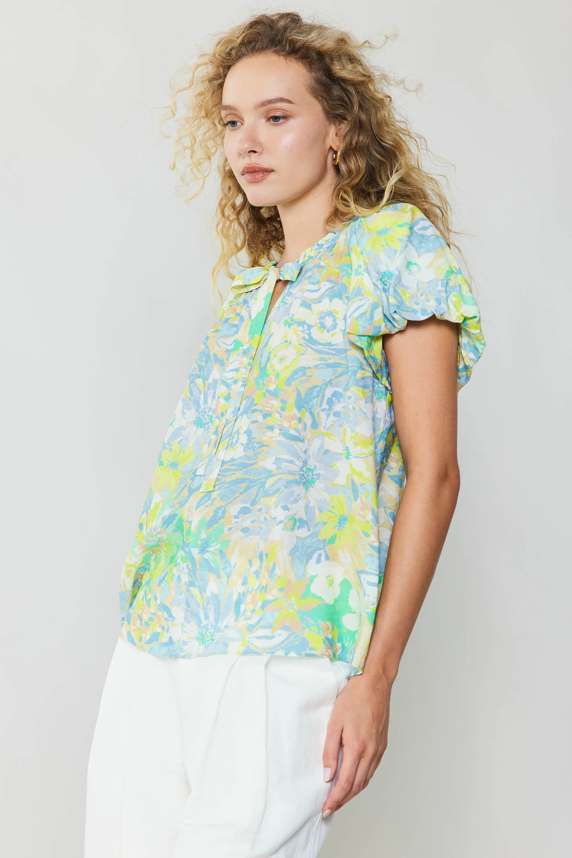 Abstract Floral Print Top