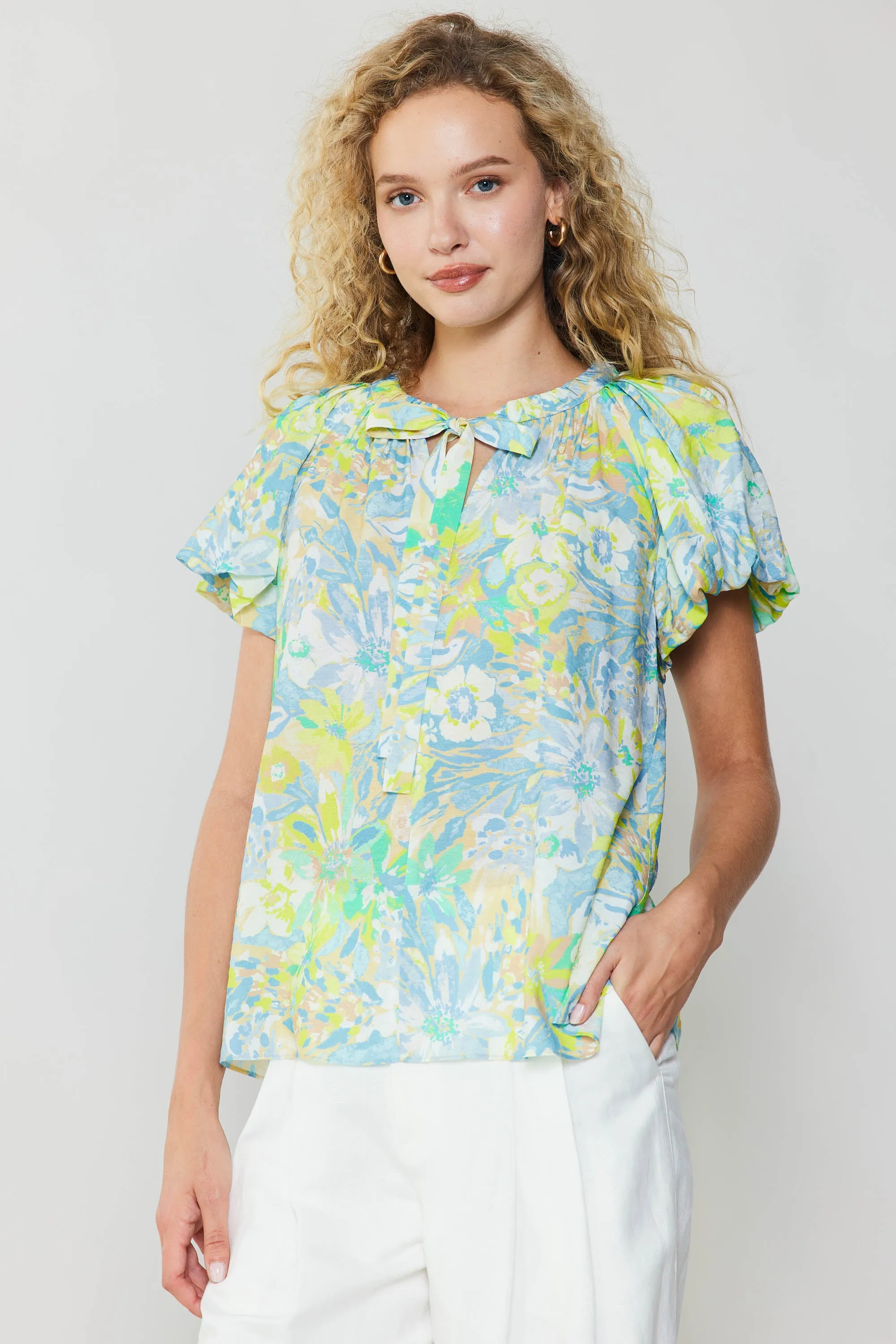 Abstract Floral Print Top