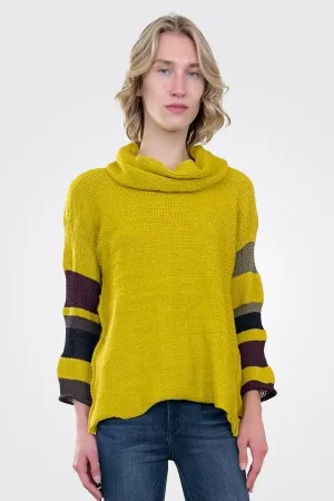 Atmoic Turtleneck Striped Pullover - Yellow