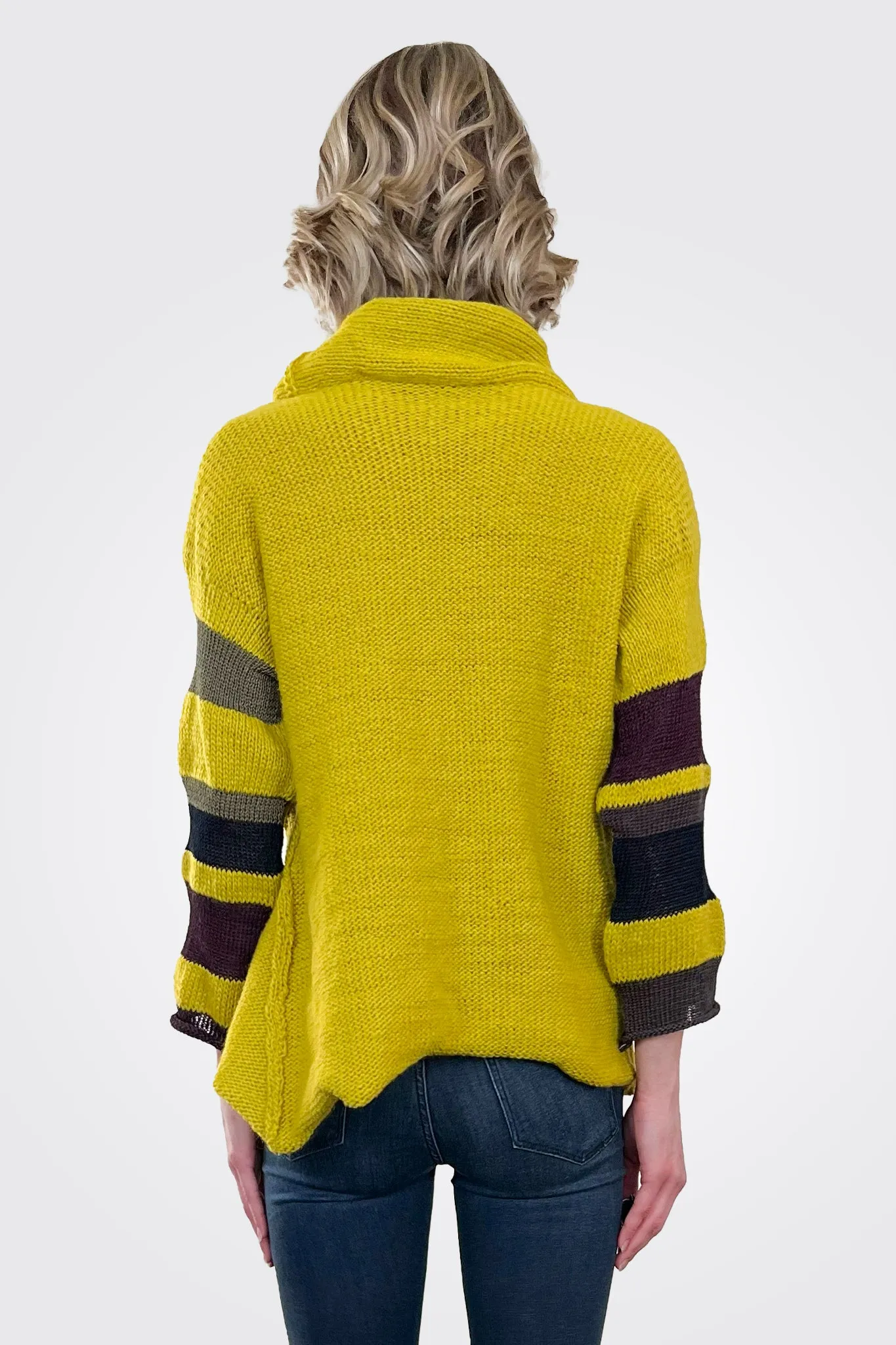 Atmoic Turtleneck Striped Pullover - Yellow