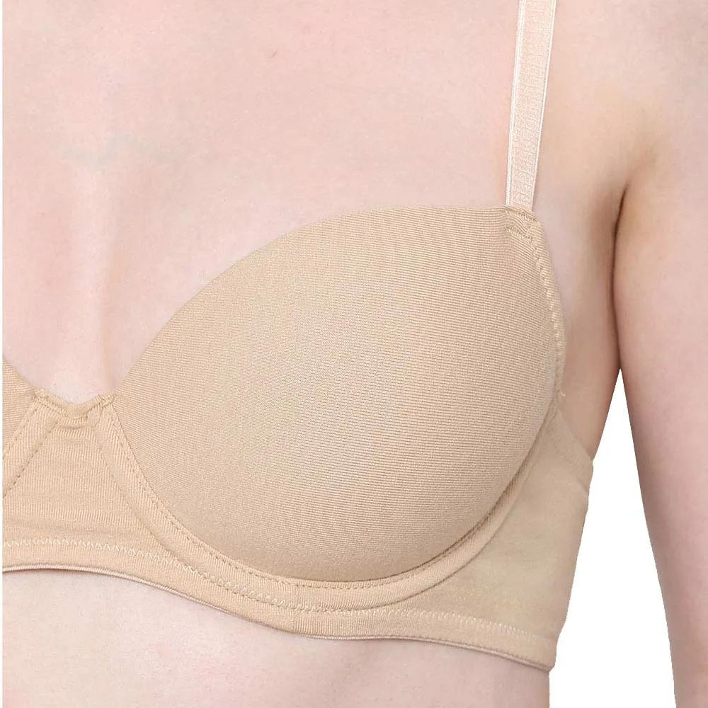 Balconette Padded Wired Demi Cup Everyday Wear Bra - Beige