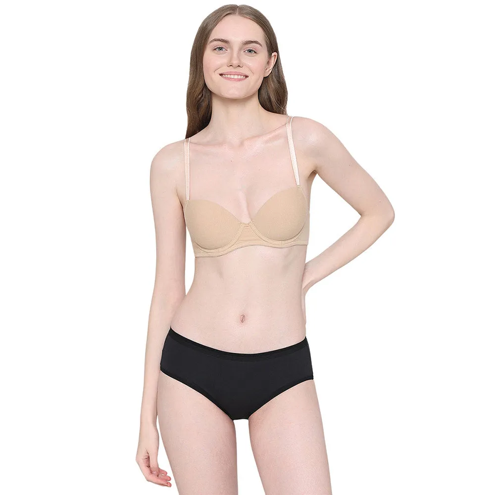 Balconette Padded Wired Demi Cup Everyday Wear Bra - Beige