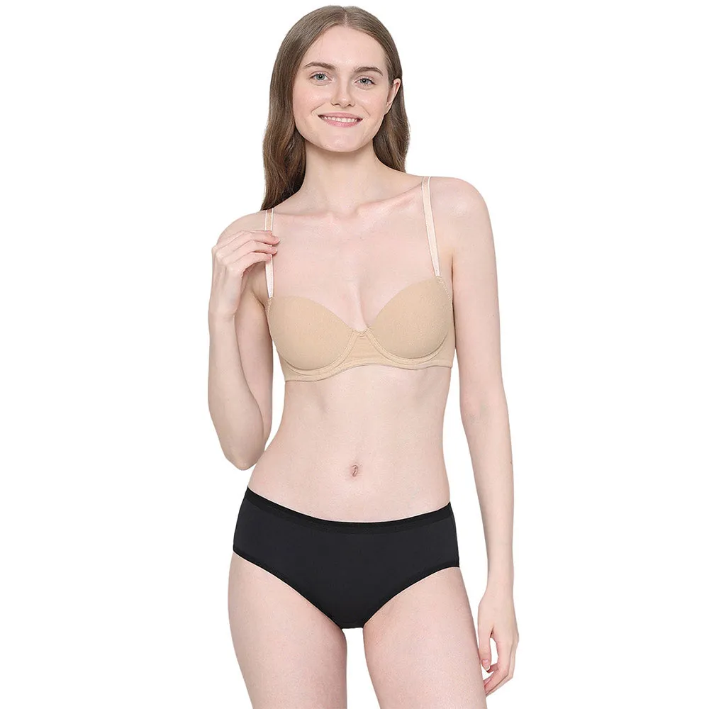 Balconette Padded Wired Demi Cup Everyday Wear Bra - Beige