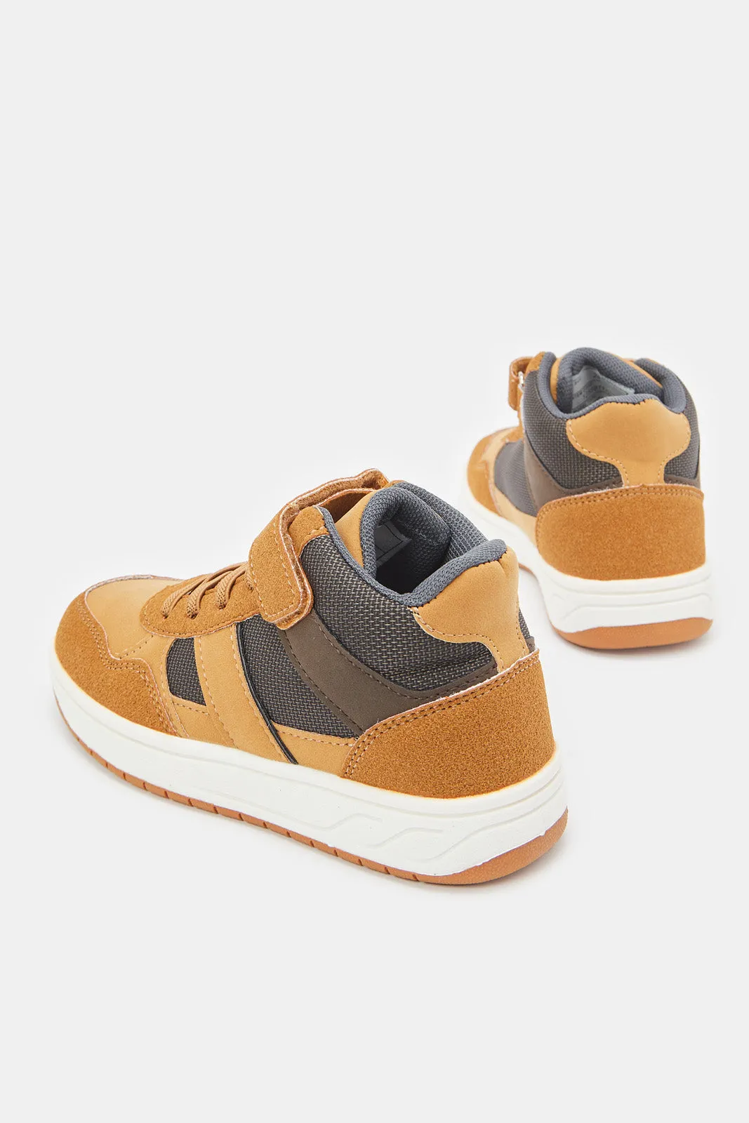 Boys Tan Color Block High Top