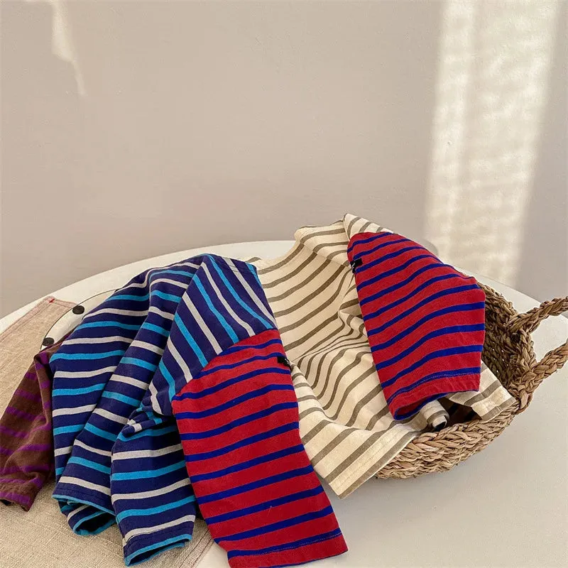 Color-Block Long-Sleeved Striped Tee