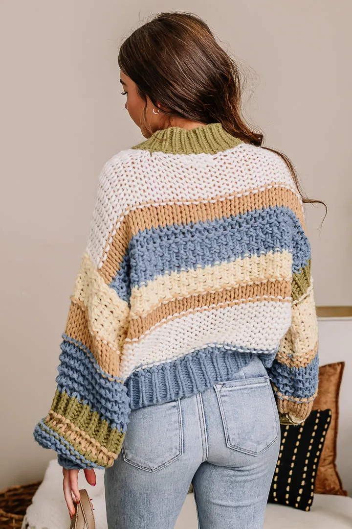 Colorblock Striped Chunky Sweater