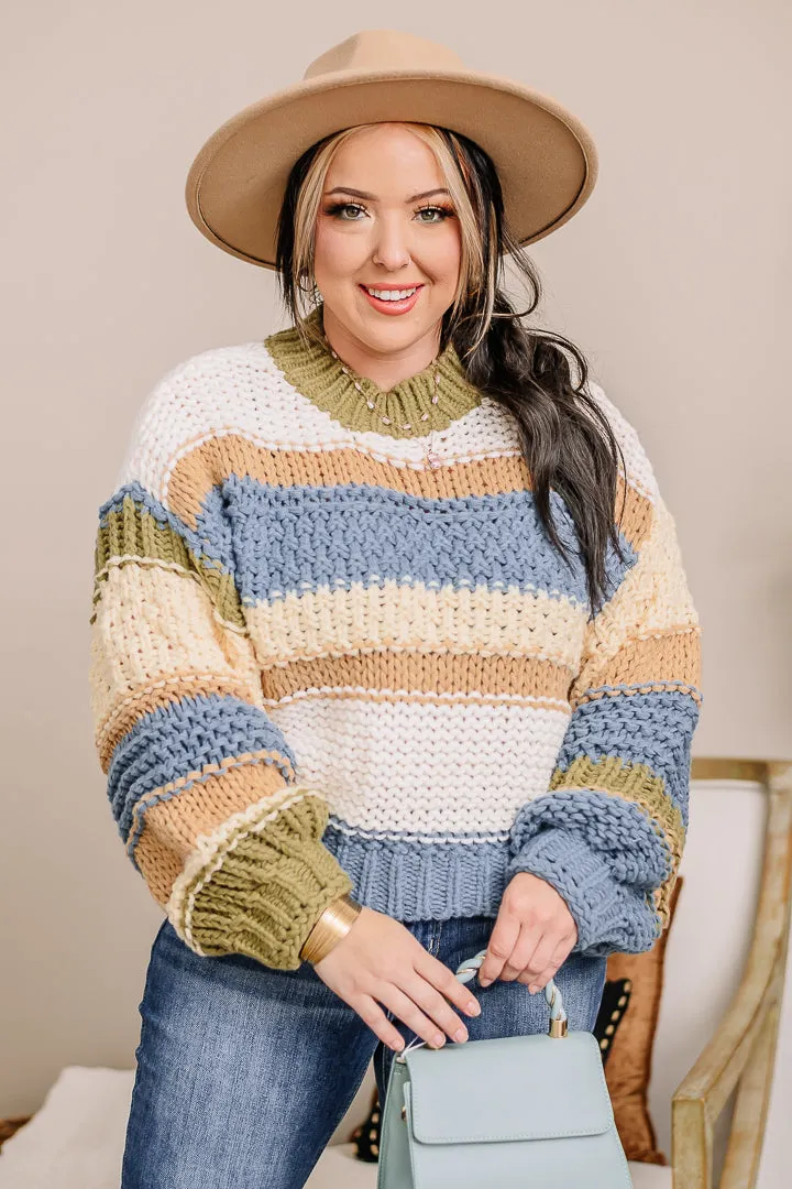 Colorblock Striped Chunky Sweater