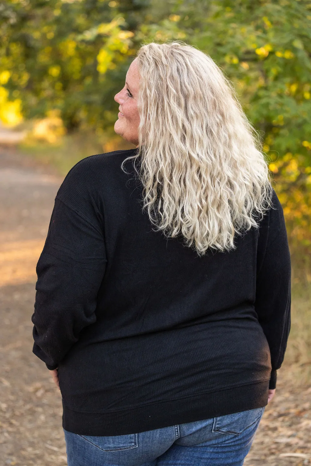 Corrine Ribbed Pullover Top - Black by Michelle Mae