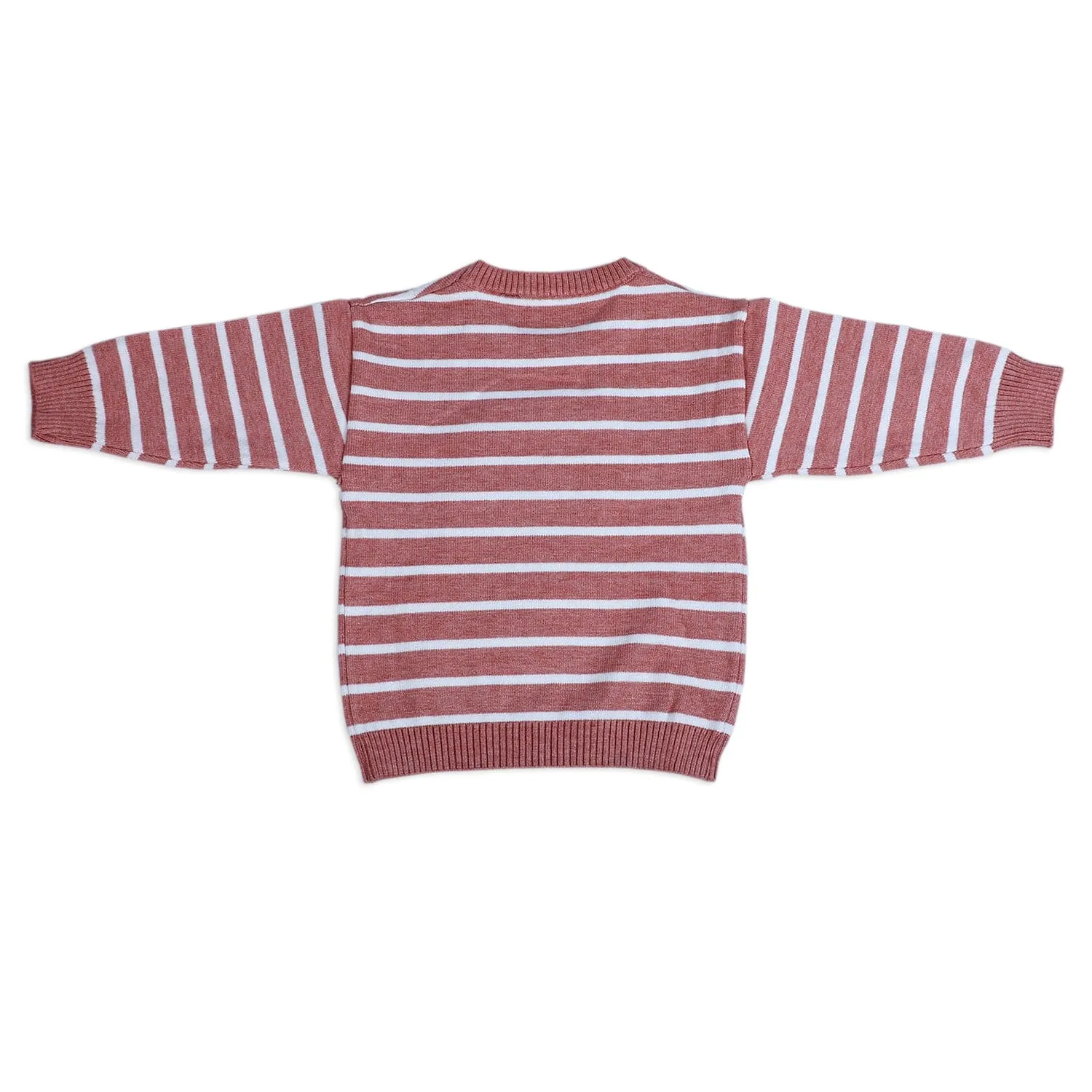 Dashing Dino Striped Premium Full Sleeves Knitted Sweater - Reddish Brown