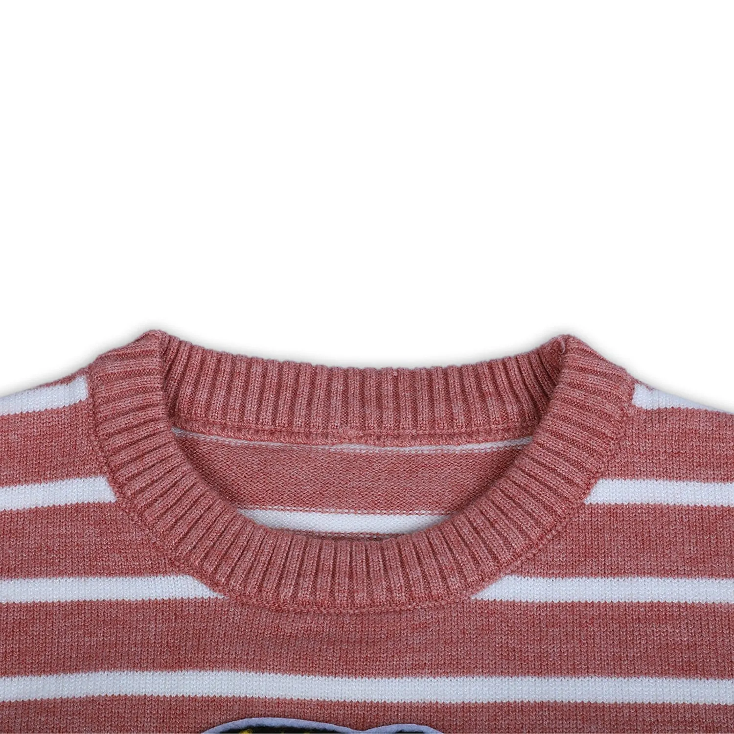 Dashing Dino Striped Premium Full Sleeves Knitted Sweater - Reddish Brown