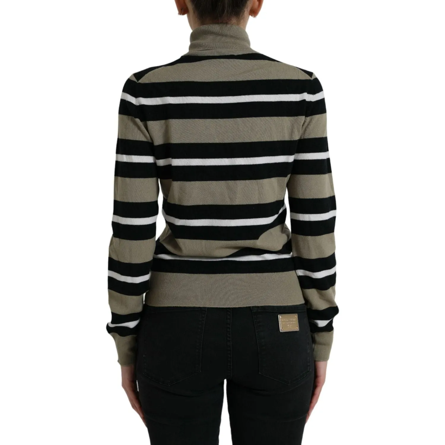 Dolce & Gabbana Elegant Striped Turtleneck Wool Sweater