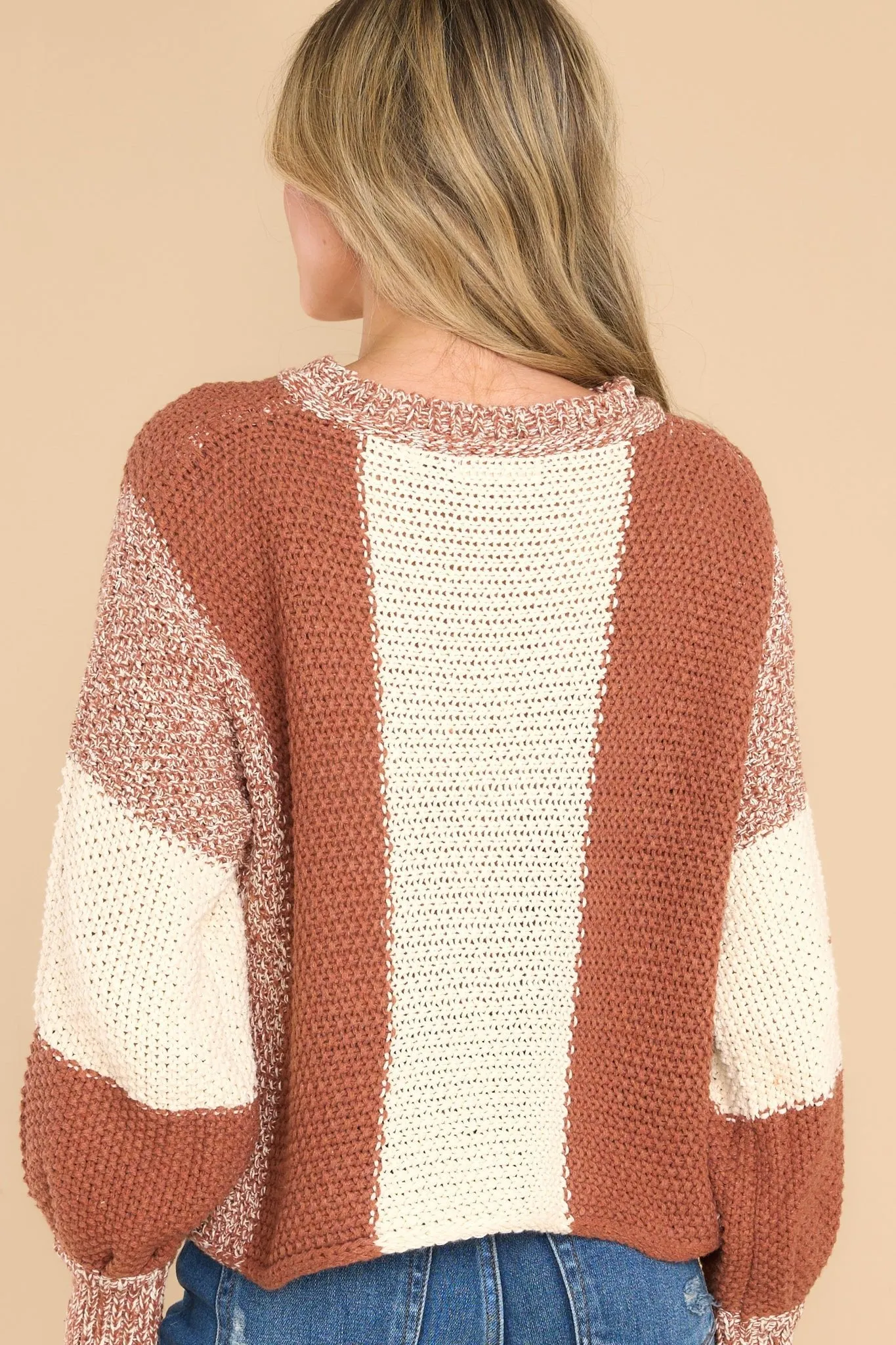 Every Aspect Rust Multi Stripe Sweater