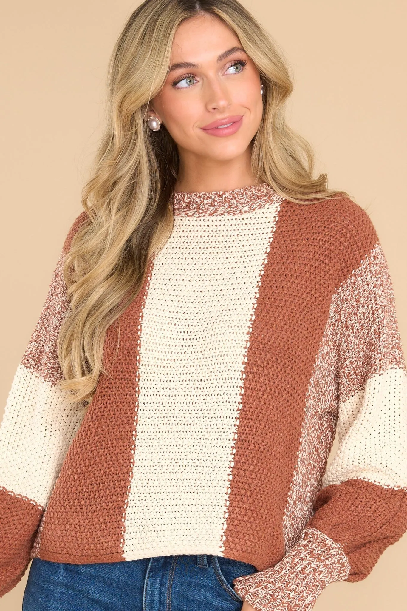 Every Aspect Rust Multi Stripe Sweater