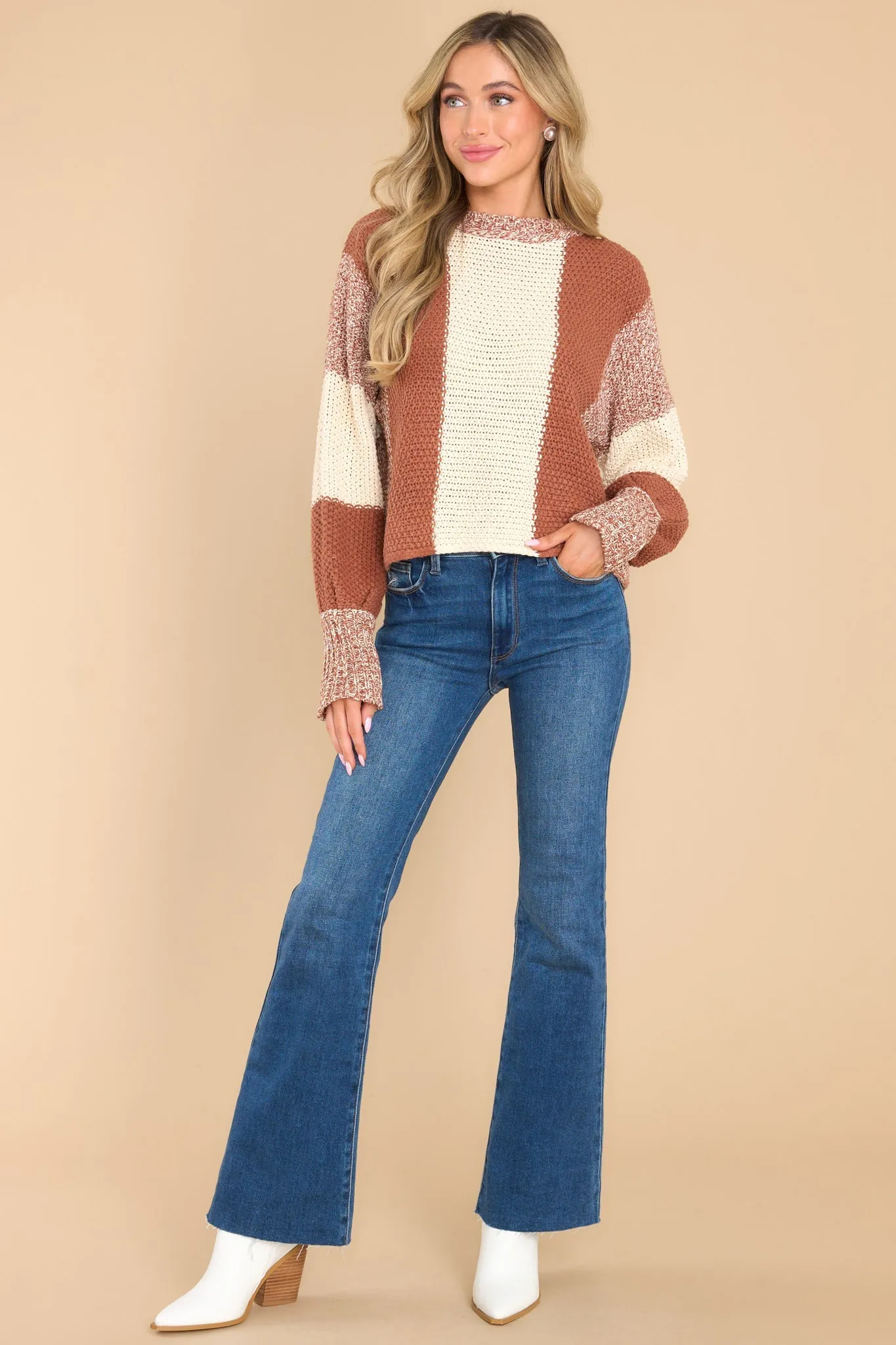 Every Aspect Rust Multi Stripe Sweater