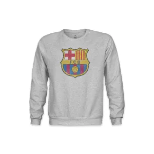 FC Barcelona Color Badge Youth Crewneck Sweatshirt - Grey