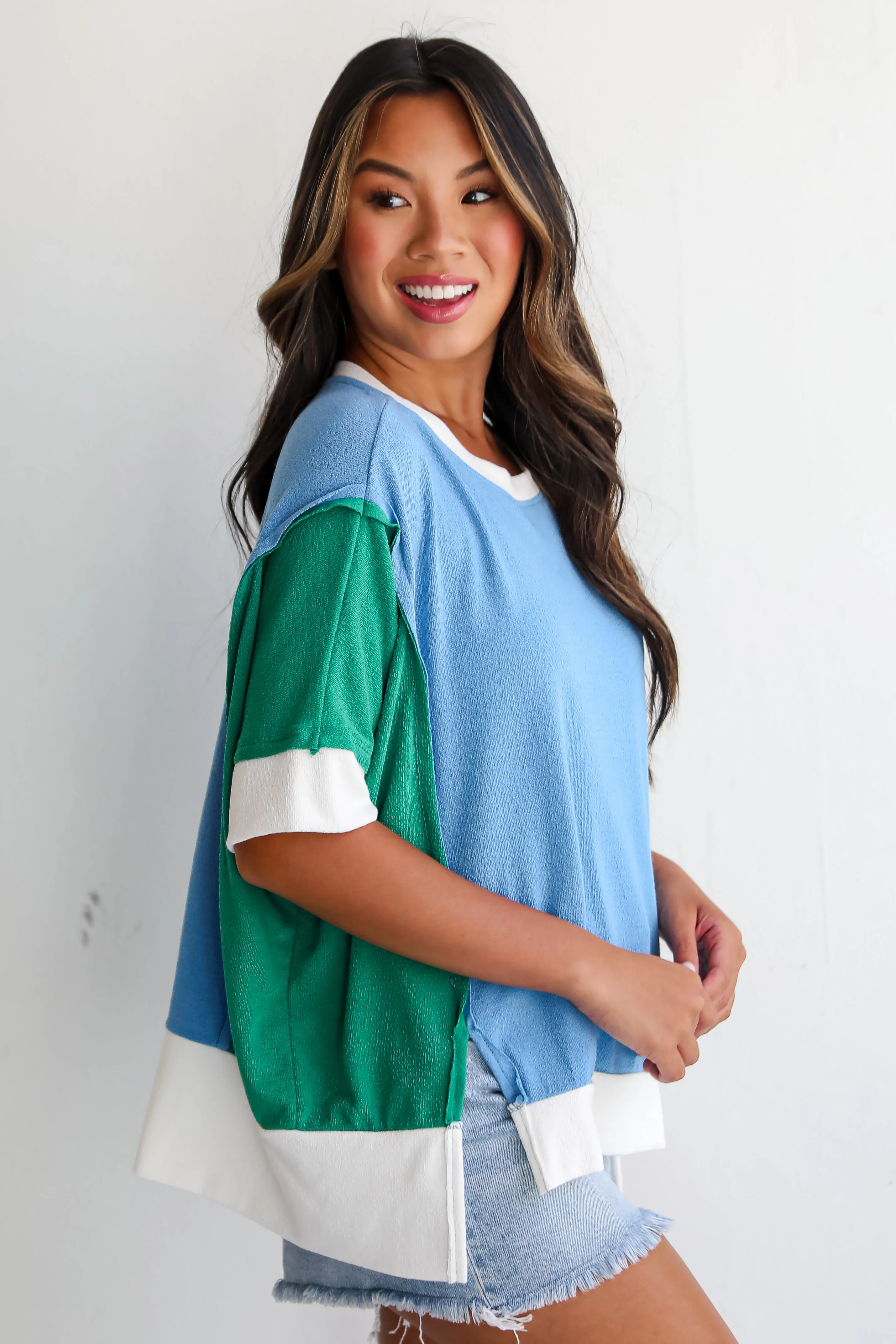 FINAL SALE - Natalie Color Block Terry Cloth Top