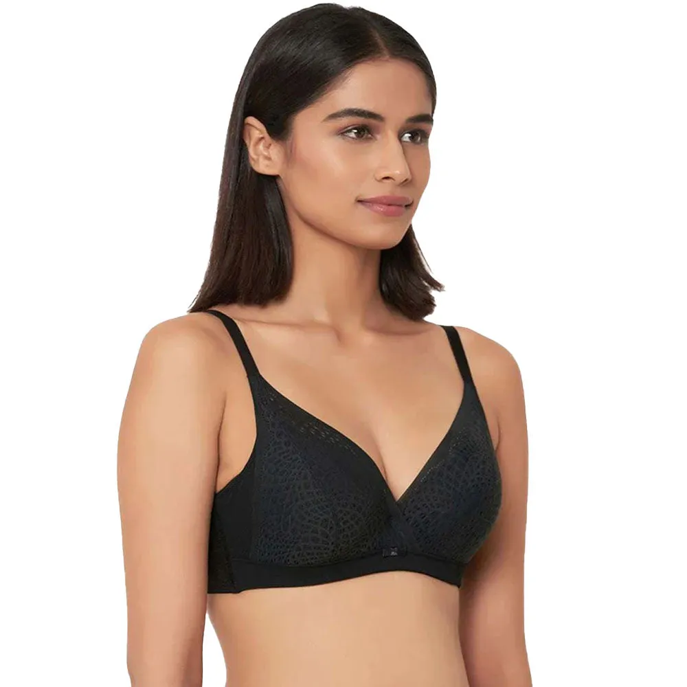 Forma Padded Wired  3/4th Cup Everyday Wear Medium coverage Lace Bra - Black