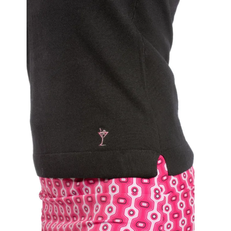 Golftini V-Neck Sweater- Black/Hot Pink