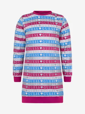 Guess Girls Dress - Striped Glitter Logo Sweater Dress