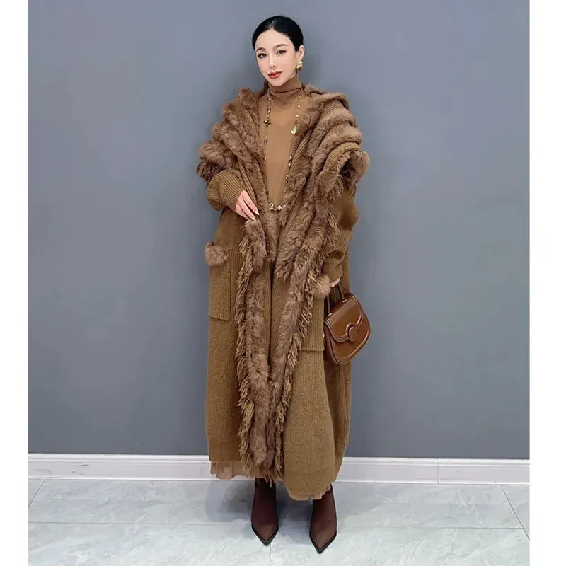 HEYFANCYSTYLE Plush Elegance Knitted Long Coat