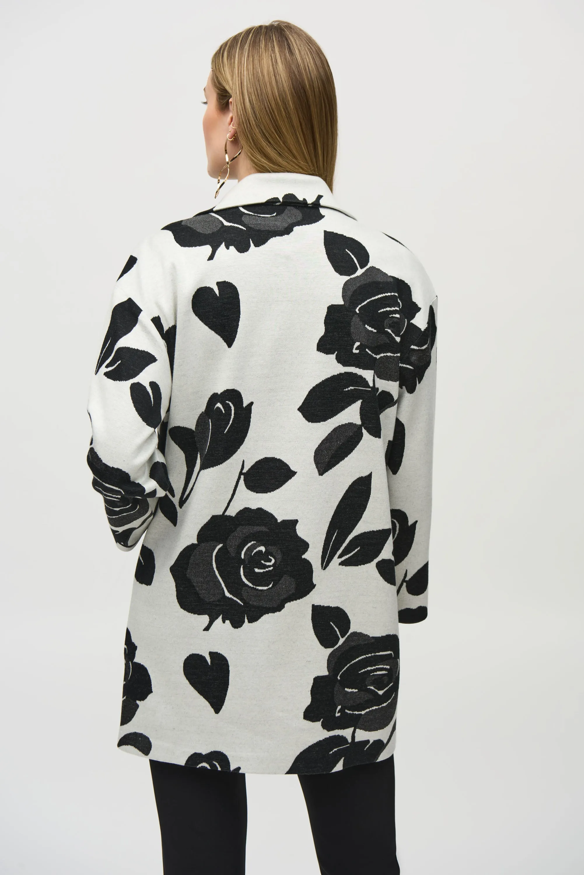 JACQUARD KNIT FLORAL COAT