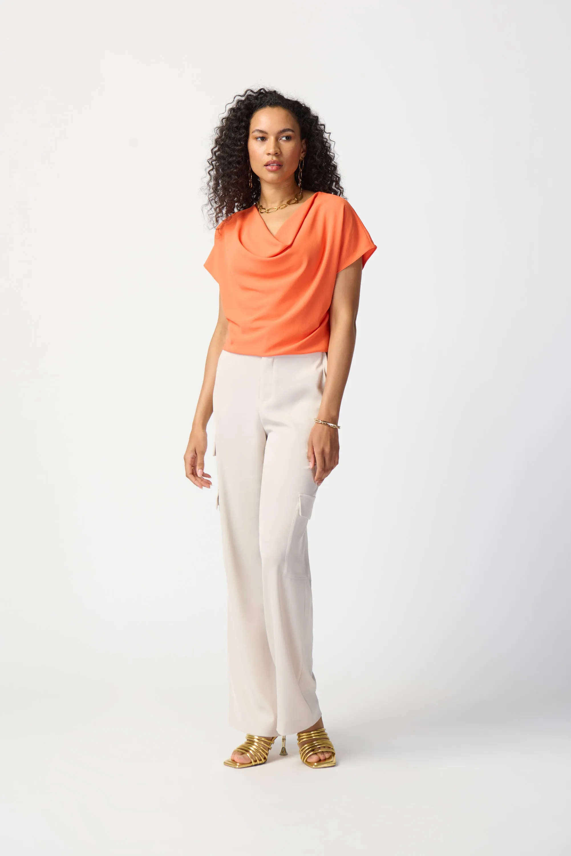 Joseph Ribkoff Woven Cowl Neck Top