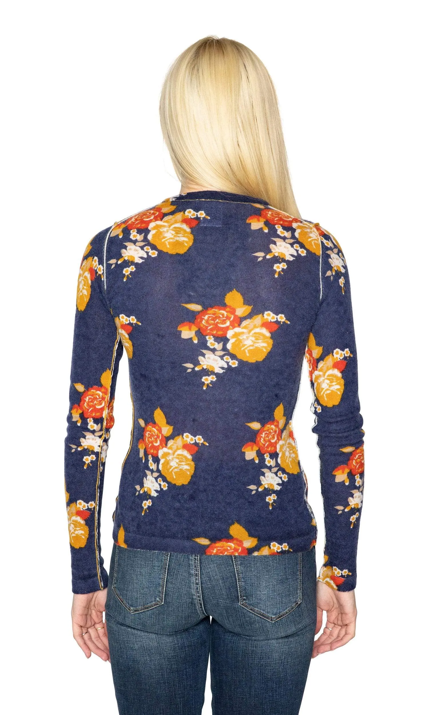 Knitwit Cashmere V Neck Pullover Sweater - Velvet Floral