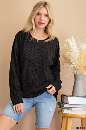 Kori Animal Flocked Velvet Top - Black