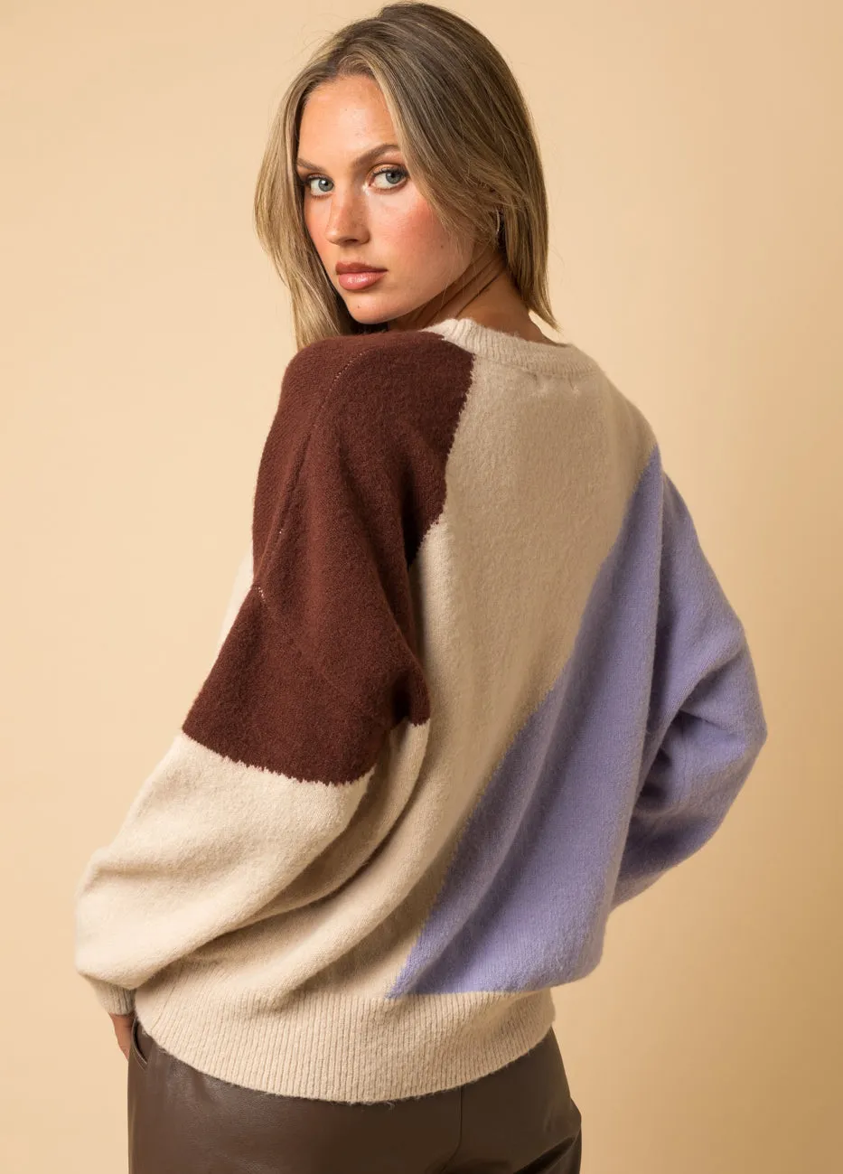 Lavender Color Block Sweater