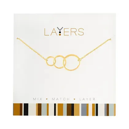 Layers Gold Trio Open Circles  Necklace