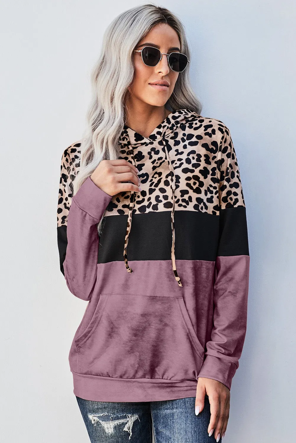 Leopard Color Block Hoodie