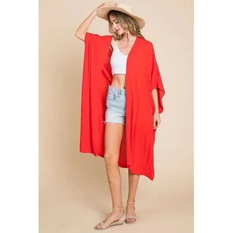 Loose Fit Kimono Cherry Red