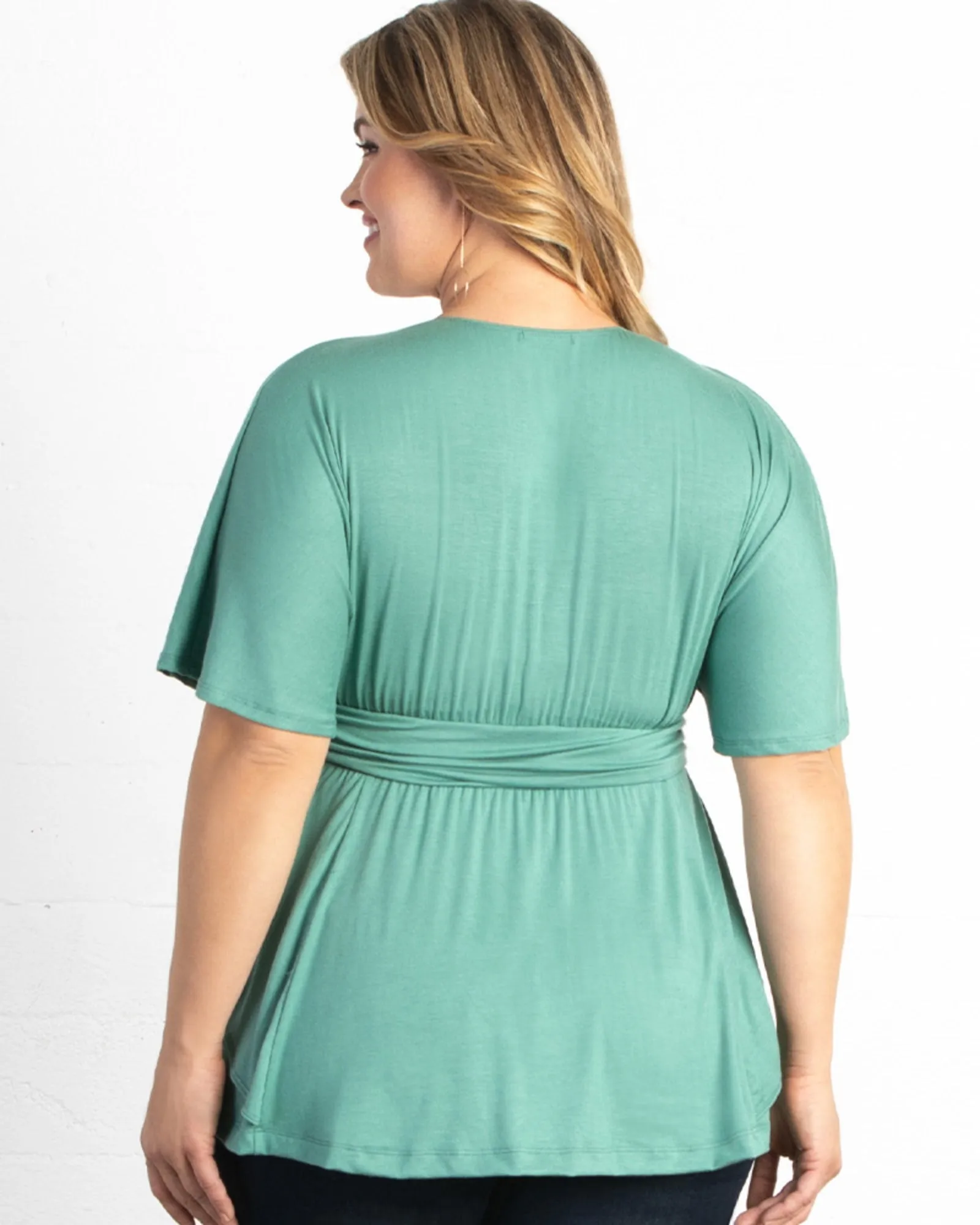 Marcy Wrap Peplum Top | MINT GREEN