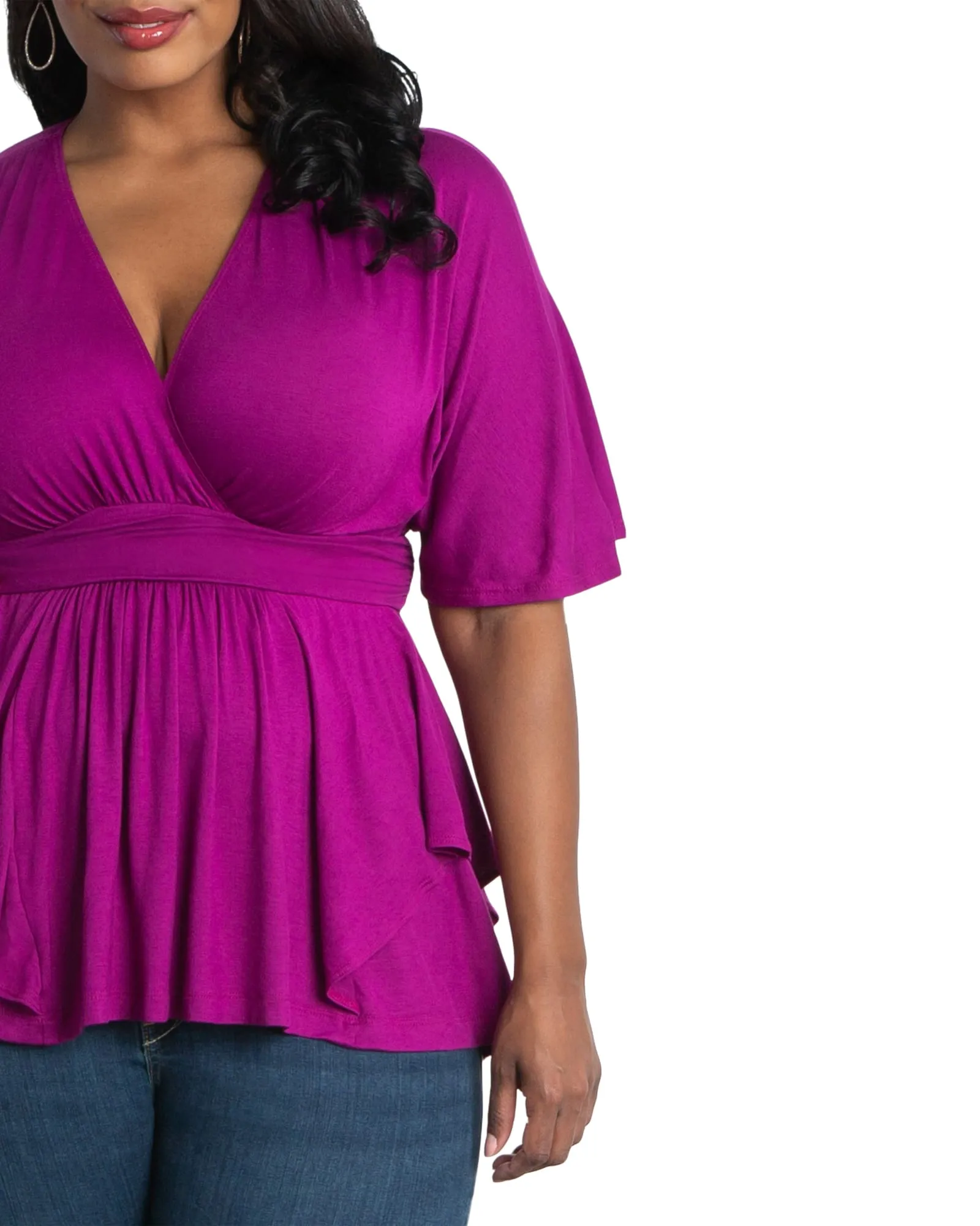 Marcy Wrap Peplum Top | ORCHID