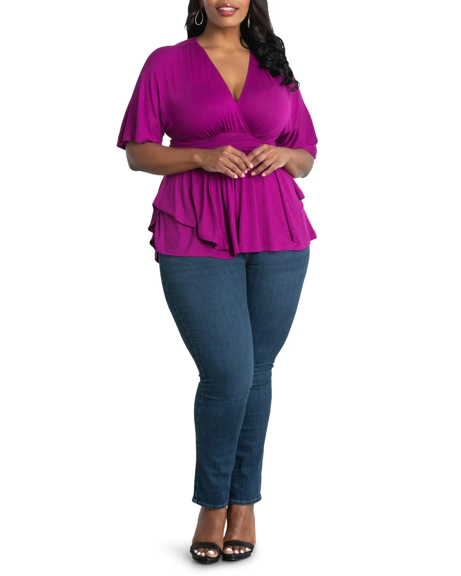 Marcy Wrap Peplum Top | ORCHID