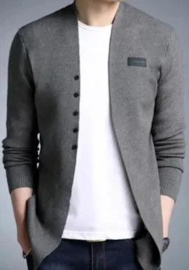 Mens Slim Fit Cardigan with Button Design