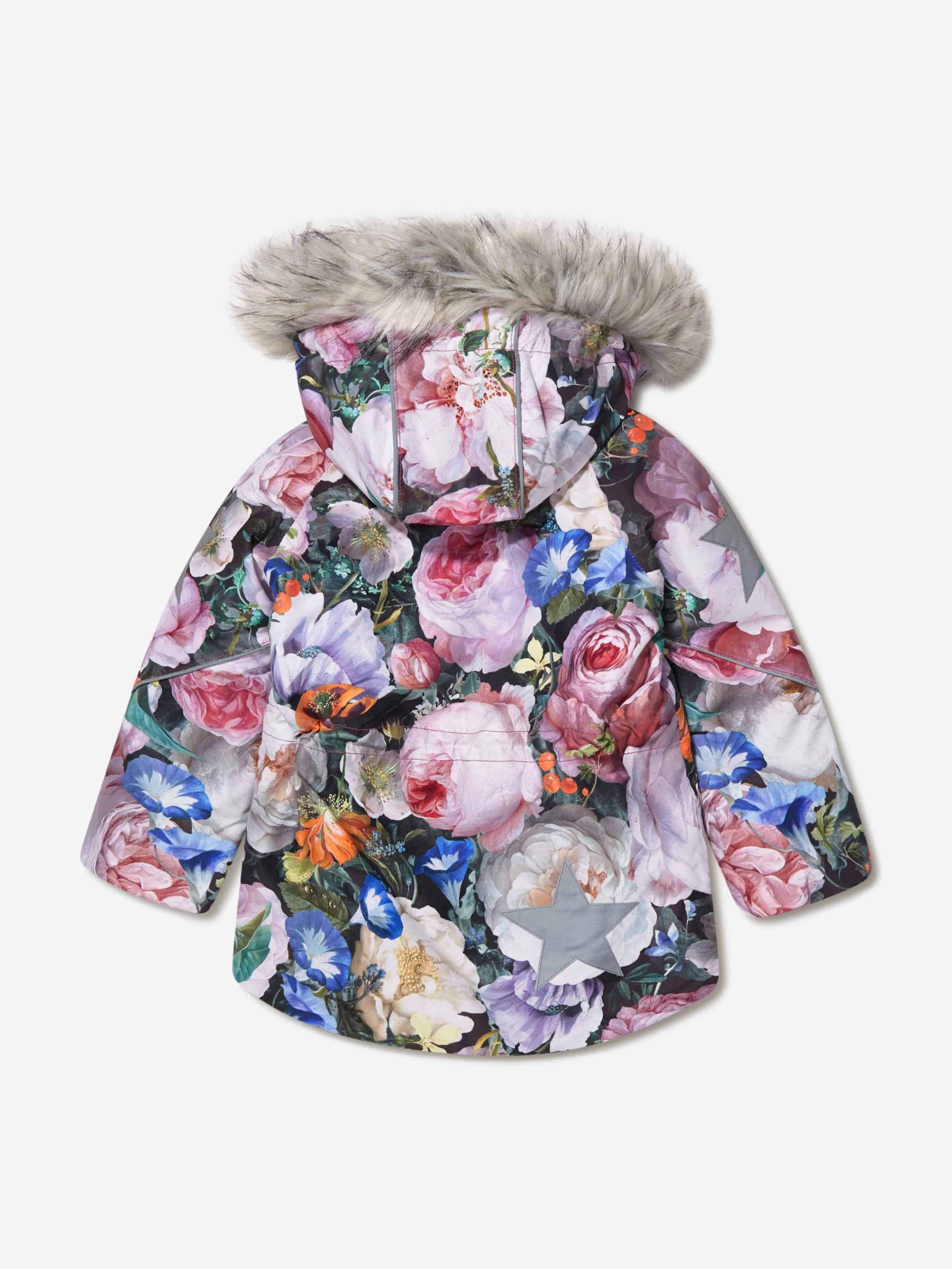 Molo Girls Floral Print Hooded Ski Coat