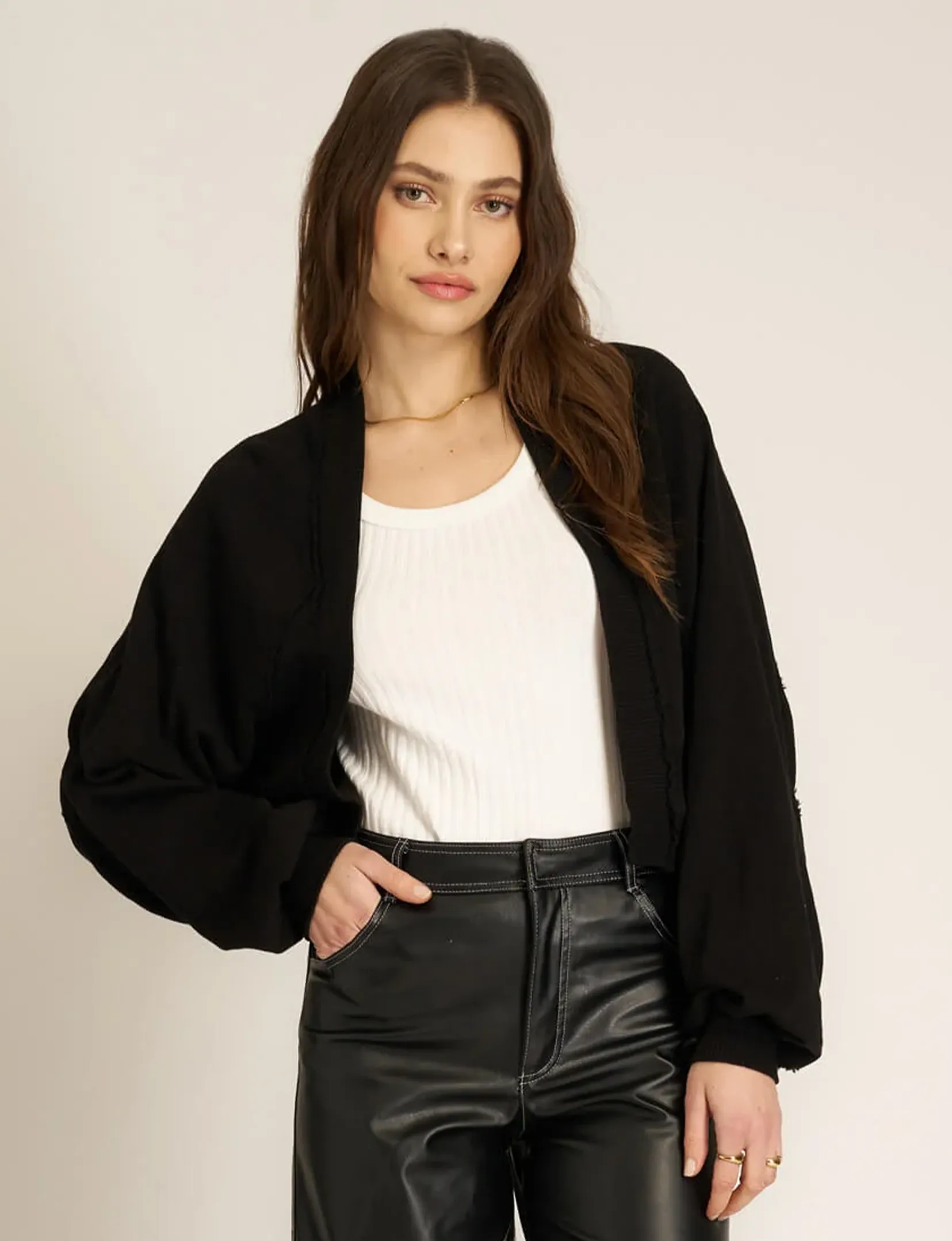 Nieves Seamed Shrug, Black