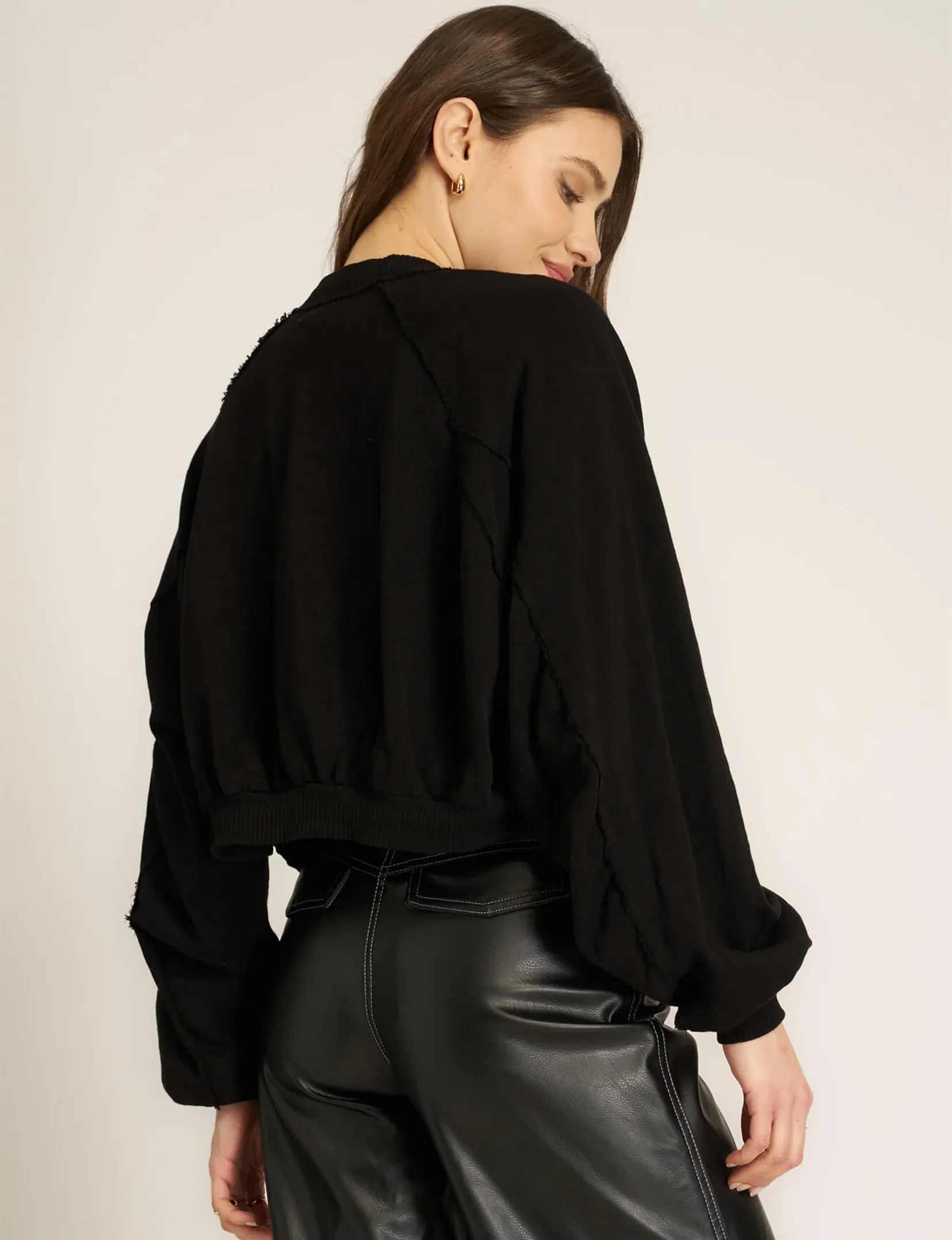 Nieves Seamed Shrug, Black