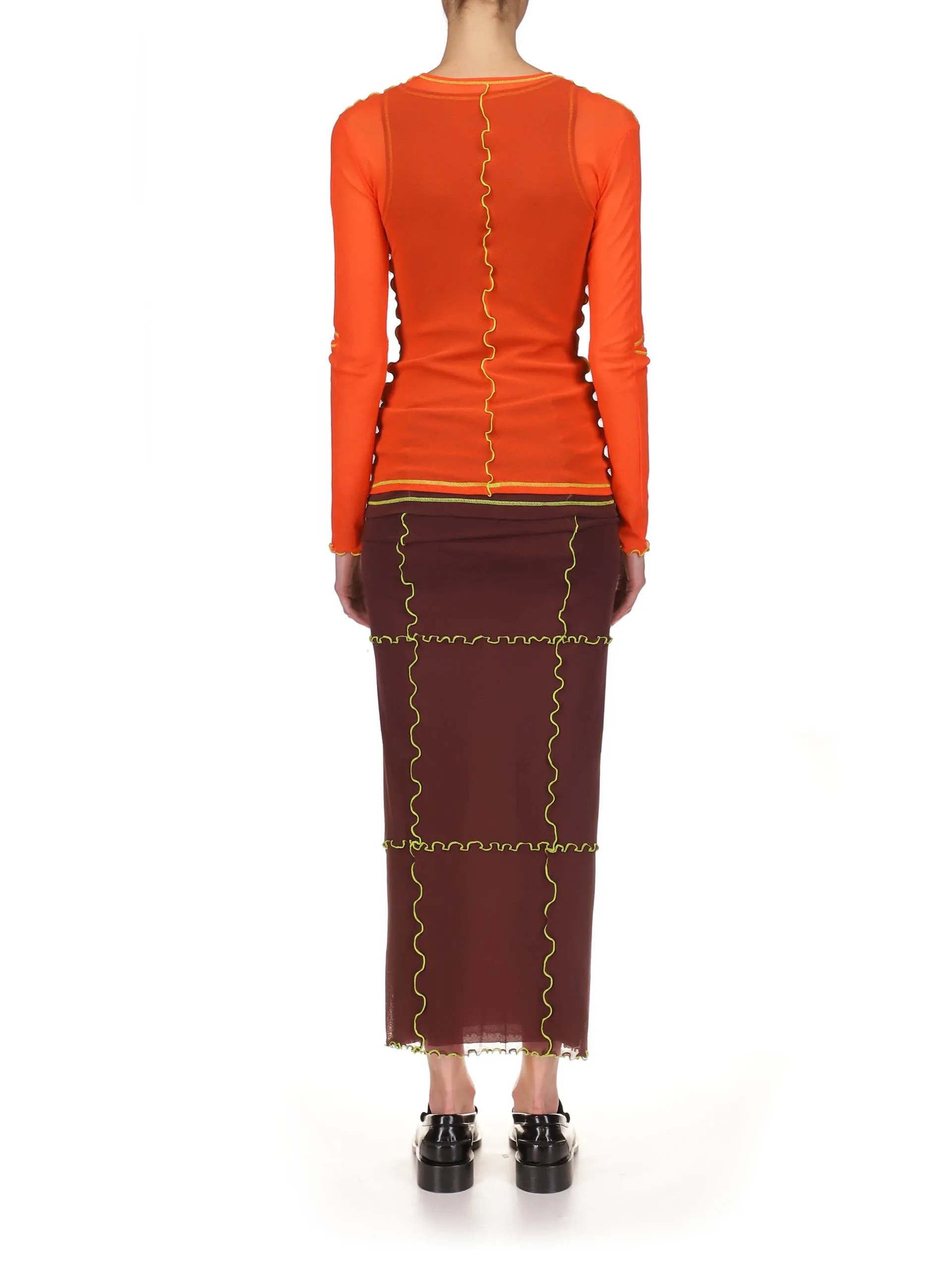 Orange layered long sleeve top