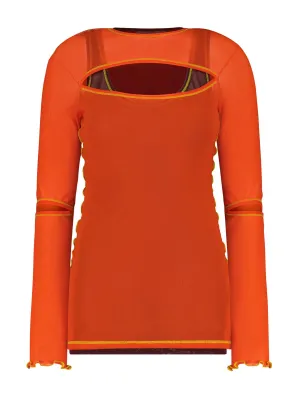 Orange layered long sleeve top