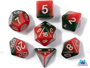 Rotten Watermelon | Dark Green and Red, Light Pink Ink, Melting Layers | Resin Dice Set (7)