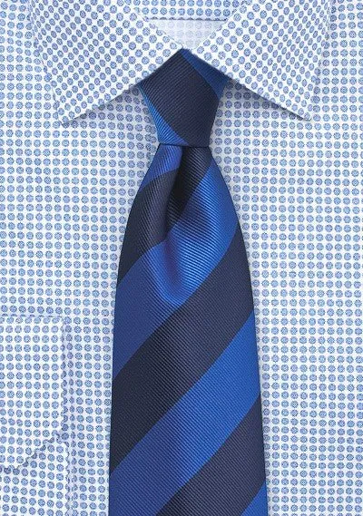 Royal Blue and Navy Repp&Regimental Striped Necktie