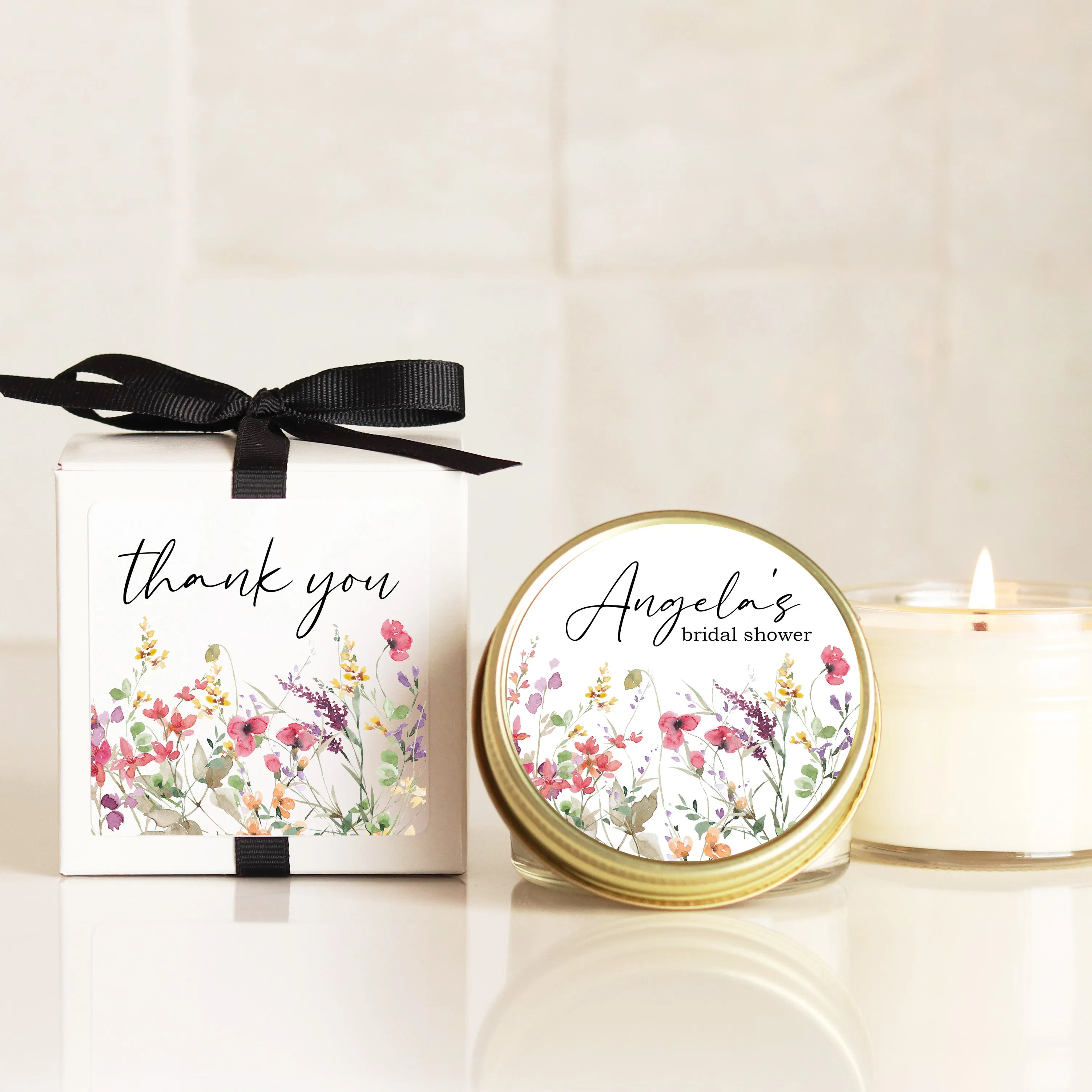 Shower Favor Candles - Summer Flowers Label