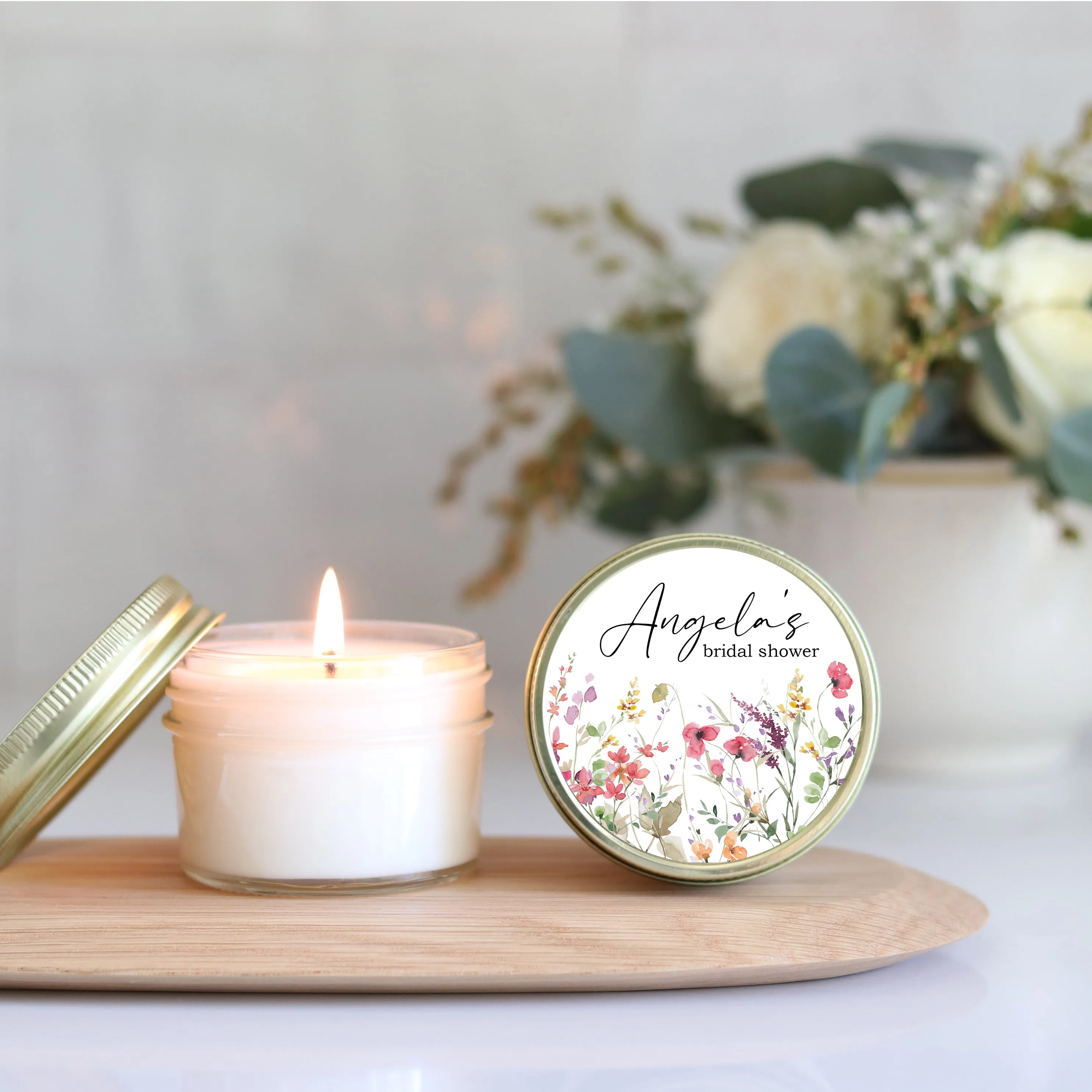 Shower Favor Candles - Summer Flowers Label