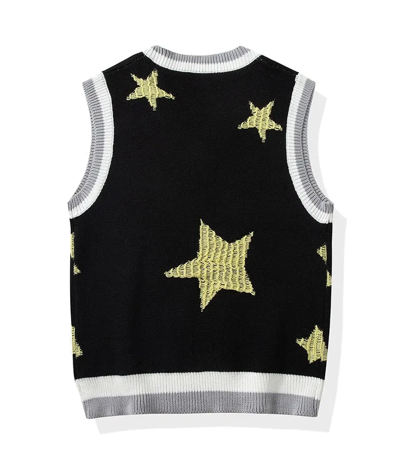 Star Jacquard Sleeveless Vest