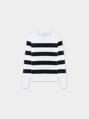 Striped Cotton Sweater-Black