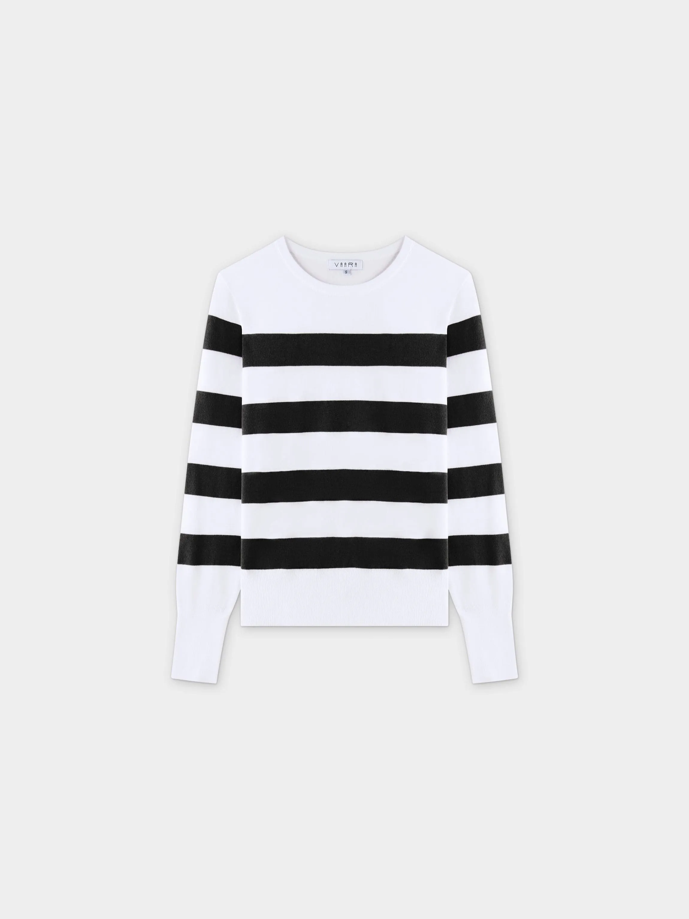 Striped Cotton Sweater-Black